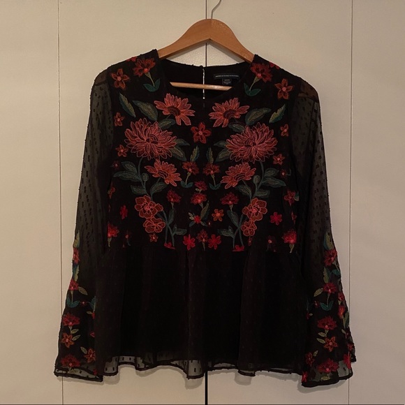 American Eagle Outfitters Tops - Embroidered long sleeve blouse